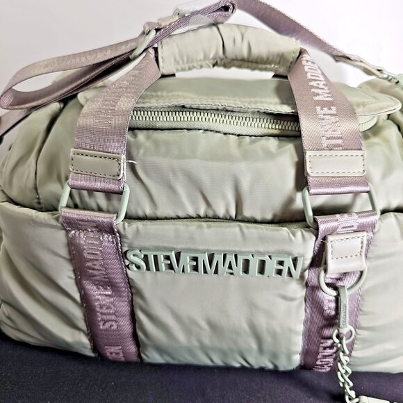 Steve Madden DT623615 ML Olive Quilted Puffer Weekender Bag - NWT - Picture 2 of 13